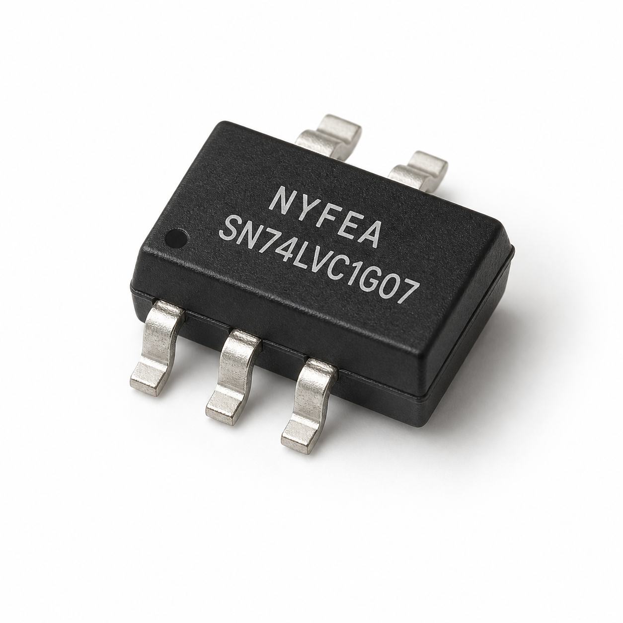 Photorealistic NYFEA SN74LVC1G07 SOT23-5 open-drain buffer product appearance