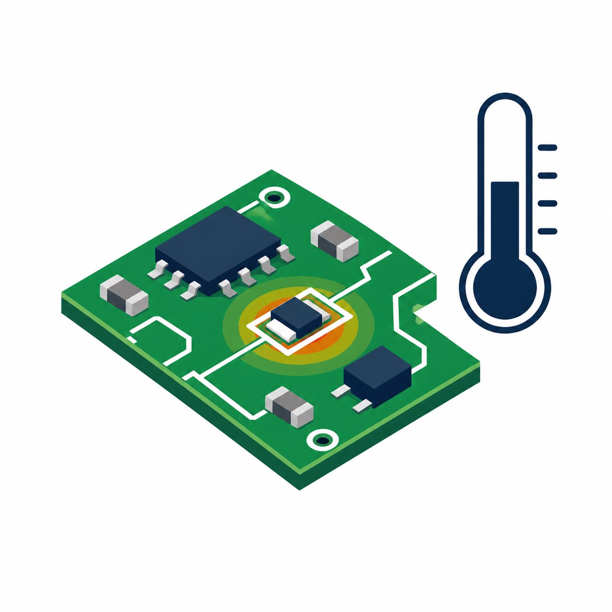 Compact PCB temperature sensing with an NTC thermistor