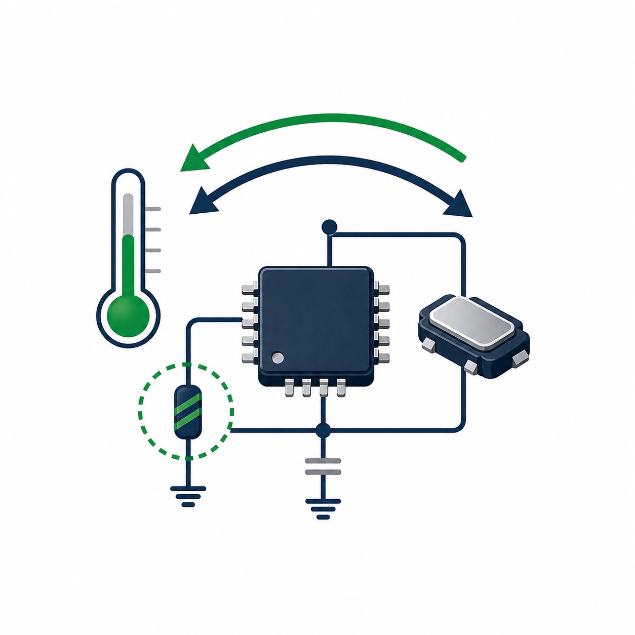Analog circuit temperature compensation using an NTC thermistor