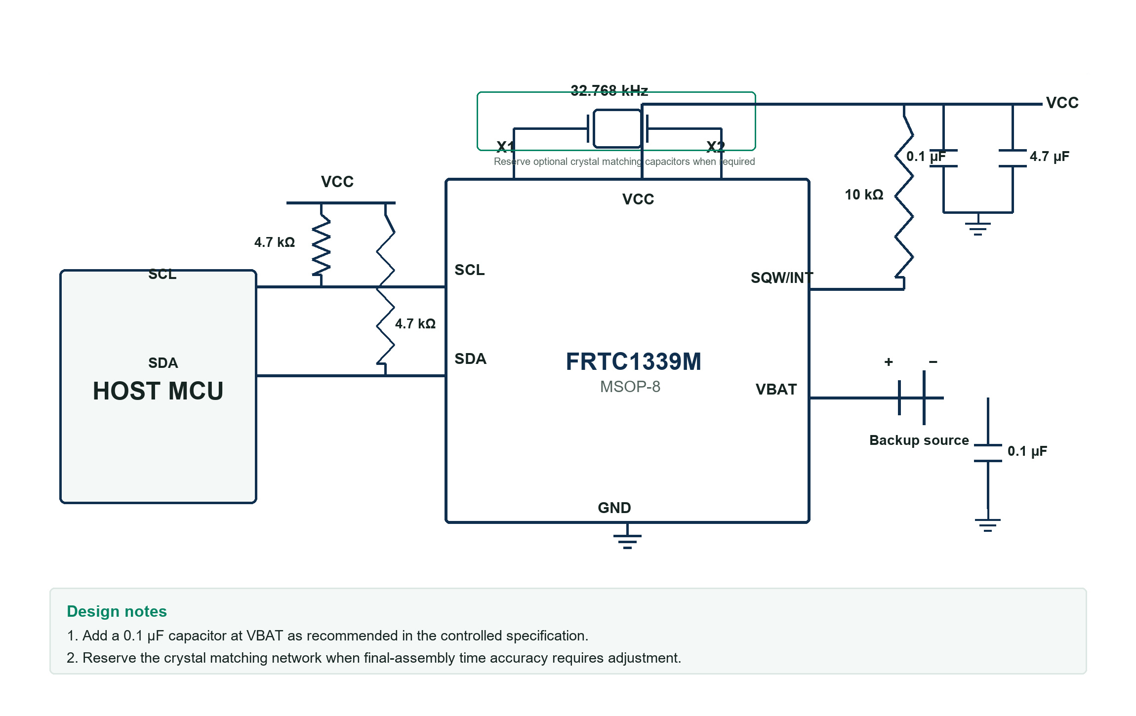 FRTC1339M real-time clock typical application circuit