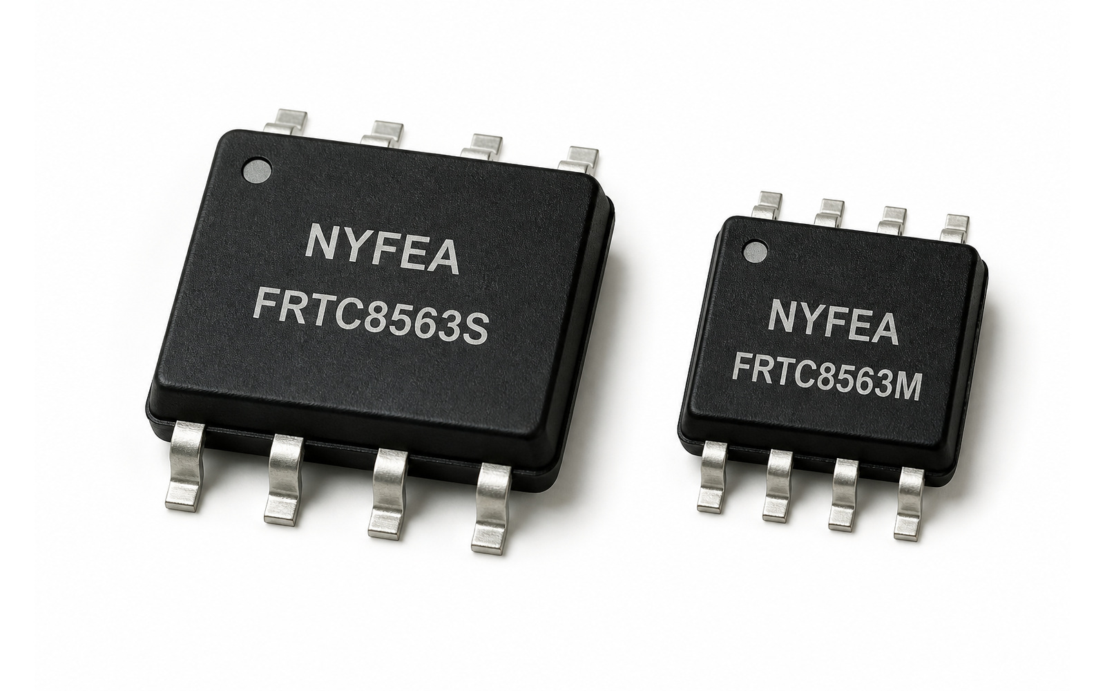 NYFEA FRTC8563S SOP-8 and FRTC8563M MSOP-8 real-time clock appearance illustration