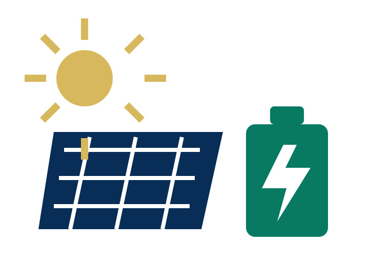 Solar photovoltaic and battery energy storage icon
