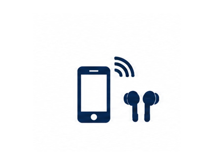 Consumer electronics icon showing a smartphone and earbuds