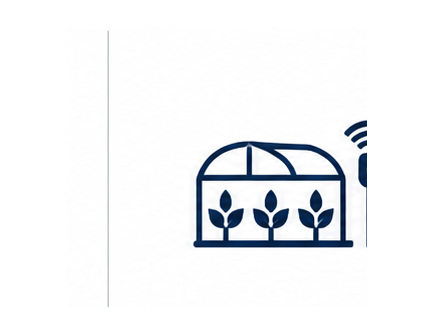 Smart agriculture icon showing a greenhouse and wireless sensor