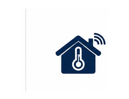 Smart home icon showing a connected house and thermometer